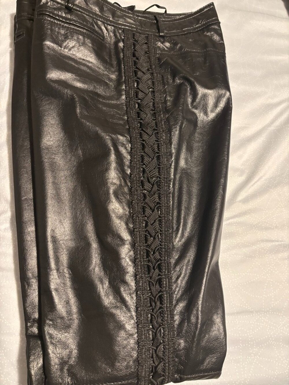 Stunning Vintage Made in Italy Leather Lace-Up Pants | Y2K Moto Goth Corset - Picture 6 of 15